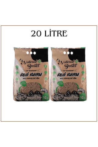 Natural Bastet Topaklanan Çam Pelet Kedi Kumu 2 x 10 L