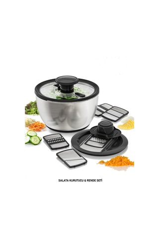 Salata Kurutucu & Rende Seti Çok Fonksiyonlu Doğrayıcı Ve Kurutucu Paslanmaz Çelik Set-570 Diğer