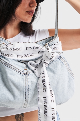 it's basic Snow Renk 3w4-27 Cep Detaylı Fularlı Askılı Denim Çanta