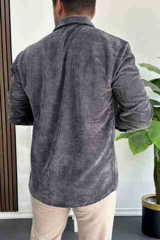 Erkek Kadife Kumaş Gömlek Füme Edw415 Füme