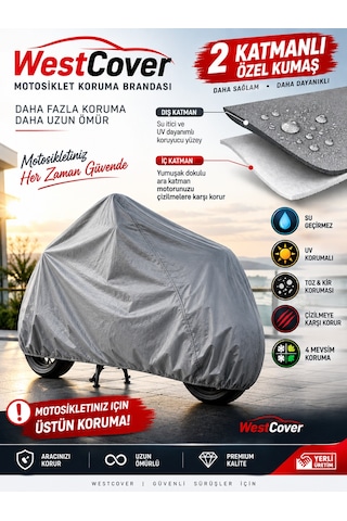 Falcon Ricco E-bike Uyumlu Gri Premium Üst Kalite Kalın Keçe Malzemeli Motosiklet Brandası-dolu Yağmur Güneş Korumalı Motor Çadırı