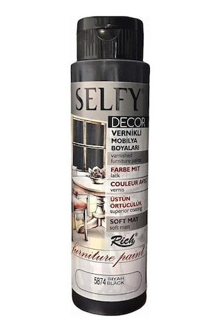 Rich Selfy Decor Vernikli Boya 500 Cc 5874 Siyah