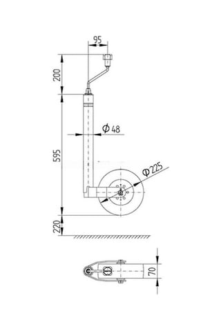 Knott Destek Tekeri Pilot Teker  Geniş Taban 150 KG 48 MM