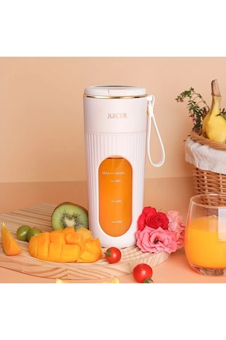 Elmpaly Taşınabilir Elektrikli Meyve Sıkacağı Ve Multifonksiyonel Blender, Smoothie Ve Yemek Hazırlama, Usb Şarj, Beyaz