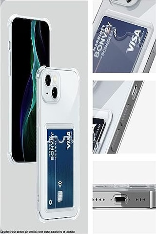 Galaxy S21 Fe Kapak Kamera Korumalı Kartlıklı Darbe Emici Özellikli Şeffaf Silikon Kılıf 6998