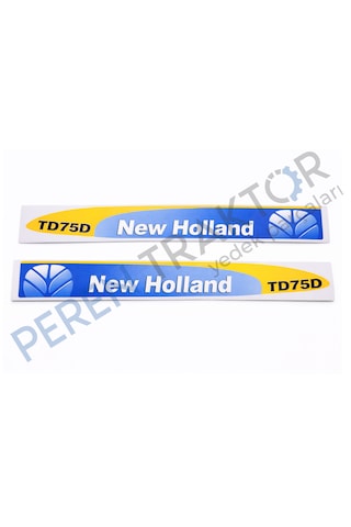 New Holland TD75D Yan Yazı Takımı Kaporta Etiketi Sağ - Sol Kaput Sticker Seti