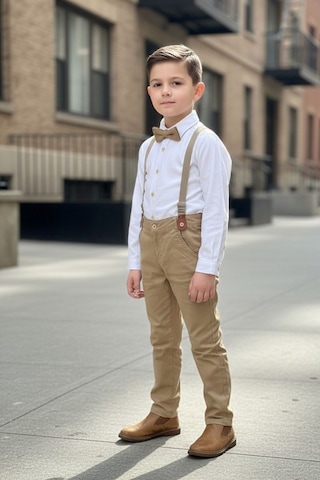 Pina Kids Erkek Çocuk Askılı Papyonlu İkili Takım Beyaz