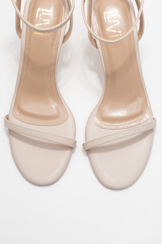 Jasmin Bej Cilt Tek Bantlı Kadın Topuklu Ayakkabı Bej