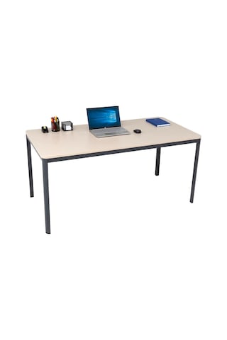 Çok Amaçlı D Profil Masa, Mutfak Masası, Home Ofis Masa, Yemek Masası, Bilgisayar Masası, 160x80cm Kum Taşı / Antrasit