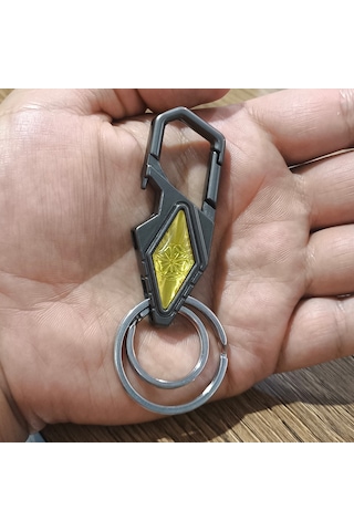 Premium Metal Karabinalı Anahtarlık Çift Halkalı Şık Tasarım 9,5 Cm Gri