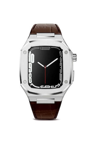 Ekılıf - Apple Uyumlu  Watch 44mm - Kordon Kayış Krd-67 - Beyaz-gümüş