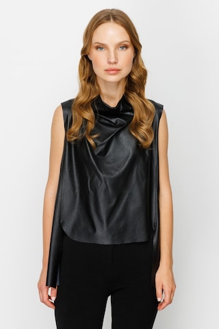 On Dik Yaka Siyah Kadın Süveter 23224311 001