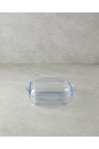 English Home Bake&serve Cam Kapaklı Kare Izgaralı Fırın Kabı 24 X 21,2 Cm Şeffaf Şeffaf