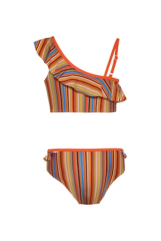 Toosalty Kız Çocuk Çok Renkli Turuncu Çizgili Bikini Takımı 25sg007st Çok Renkli