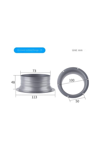 75-300mm Egzoz Kanalı Bağlantı Flanşı Metal Boru Hava Tahliye Bağlantısı Mutfak 75mm