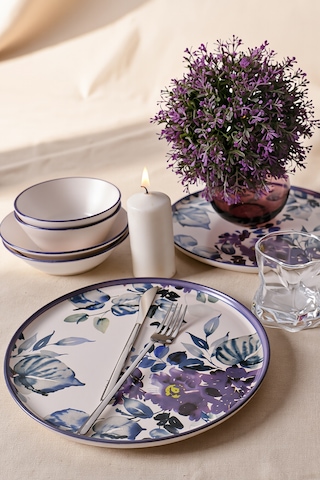 Keramika Purple Flower Yemek Takımı 6 Parça 2 Kişilik 21329-30-31 Çok Renkli