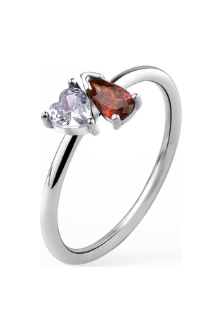 14 Ayar Altın Kaplama Kalp Ve Damla Renkli Taşlı Yüzük - Rs00111 Altın