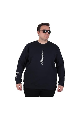 Starbattal Büyük Beden Bisiklet Yaka Sweat Double Face 25707 Lacıvert Lacivert