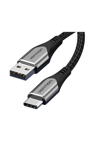 Vention Usb 2,0 Type-a - Type-c 3a Pamuk Örgülü Hızlı Şarj Kablosu 1m - Gri