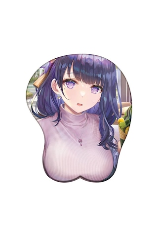 Genshin Darbe 3d Silikon Mousepad Raiden Shogun Yae Miko Kokomi Bilek Desteği Mouse Pad Anime Oyunu Seksi Bilek Dinlenme Fare Mat Mor