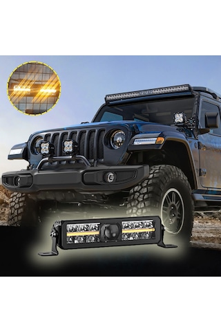 Off-road Premium 30 Cm Tampon Kaput Led Bar Beyaz Işık Projektör Drl Gündüz Led Metal Gövde 12-24v