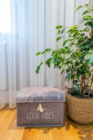 Keçe Kapaklı Düzenleyici Kutu Gri 35x23x23cm Gri-beyaz