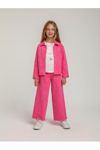 Escabel Kız Çocuk Pamuklu Kabartma Ayıcık İşlemeli T-shirt-15667 Beyaz
