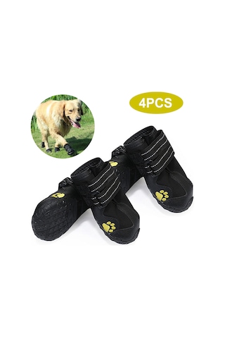 Qingmipy Köpekler İçin Dışarıda Kullanım Botları - Su Geçirmez, Kaymazlı, Havalandırmalı, Yansıtıcı 4 Numara