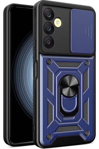 Samsung Galaxy A35 Uyumlu Kılıf Kamera Koruma Sürgülü Antishock Magnetic Yüzüklü Standlı Kapak