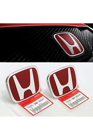 Autogp Honda Civic Fc5 Uyumlu Panjur Ve Bagaj Logosu Arması Kırmızı Takım 2li Set 2016+