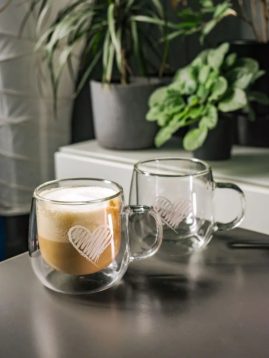 Cnglass Kalpli Desenli Kahve Ve Cappuccino Bardağı 290 Ml 2'li 163718885 Beyaz