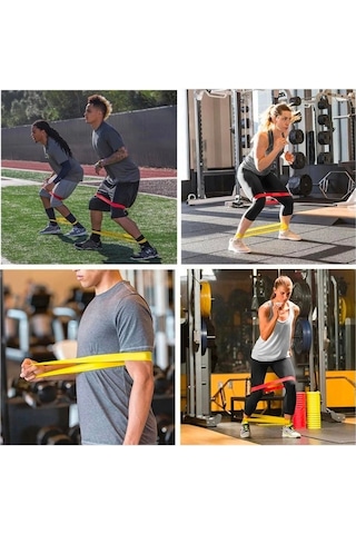 5 Li Egzersiz Direnç Bandı Seti Pilates Fitness Yoga Ve Antrenman Elastik Bantları Diğer