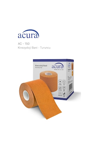 Ac-150 Yüz & Vücut Uyumlu Hipoalerjenik Kinesyo Tape Bandı 5m X 5cm Turuncu Renk 1 Beden