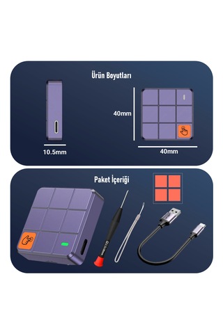 Jeyı İ9-square 2230pro M.2 Nvme Ssd Kutusu Dokunmatik Yazma Koruması Write Protect Usb 3.2 Gen2 10gbps Alüminyum Soğutuculu Mini Disk Kutusu