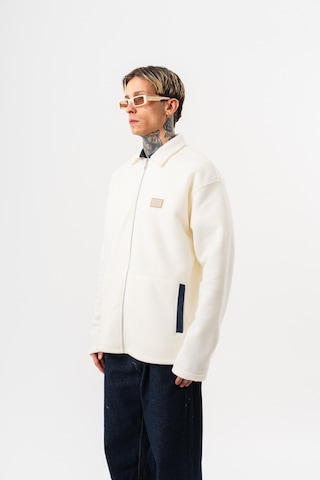 Respire Erkek Zip Oversize Polar Ceket Ekru