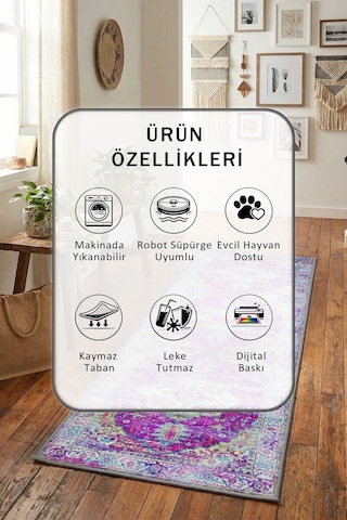 Yıkanabilir Yolluk 16 Gri