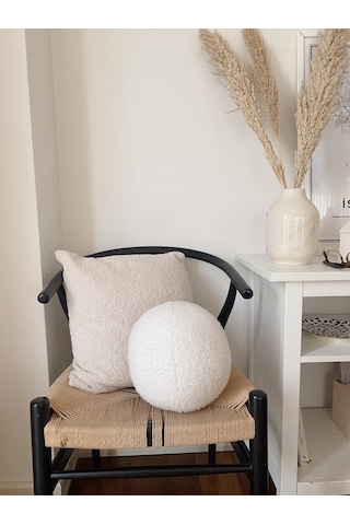 Teddy Top Yastık Naturel Beyaz Büyük Beyaz