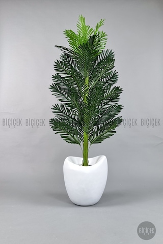 Biçiçek Yapay Areka Ağaci 180 Cm Beyaz Lale Saksıda Tek Gövdeli̇