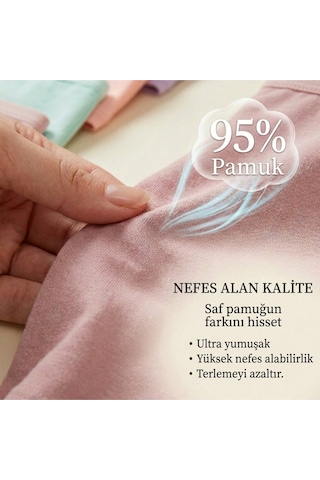 Nicoletta Kadın Külot 5 Li Paket Yüksek Bel Pamuklu Likrali Somon