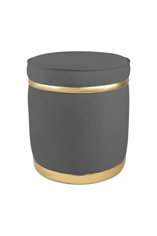 Zerafet Gold Kaplama Luxery Puf- Gri Babyface Kumaş Pofuduk Oturma Pufu&makyaj Pufu&bench