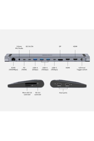 Uhub15+ Usb-c Üçlü 4k Kvm Bağlantı İstasyonu D1106agy01
