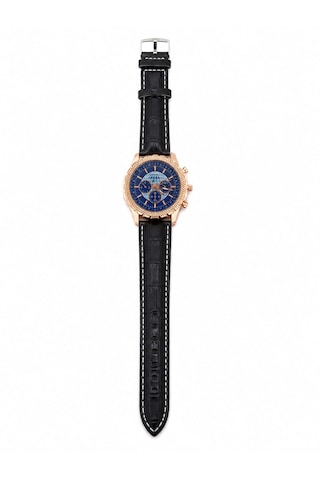 Atakaya Premium Erkek Kol Saati Rose Gold Kasa Lacivert Kadran Siyah Gümüş