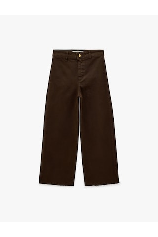 Koton Cepli Rahat Kalıp Kesik Paça Yüksek Bel Jean Pantolon - Culoette Jean Kahverengi 7wal40002mw Kahve