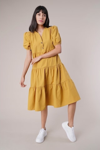 Gabria Kadın Düğme Detaylı Elbise Hardal