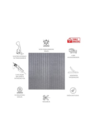 Tink Akustik Ve Dekoratif Lambiri Desenli Keçe Panel 2adet/0,81m² Gri