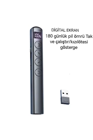 Global S12 Pointer Dijital Led Ekran Şarj Edilebilir Lazer Sunum Kalemi