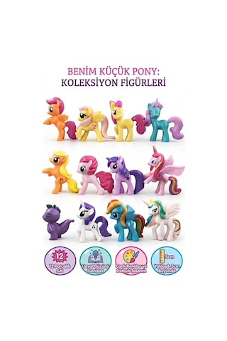 Benim Küçük Pony 12 Parça Set Canlı Renkler Detaylı Tasarım Hayal Gücünü Geliştiren Oyuncak Seti