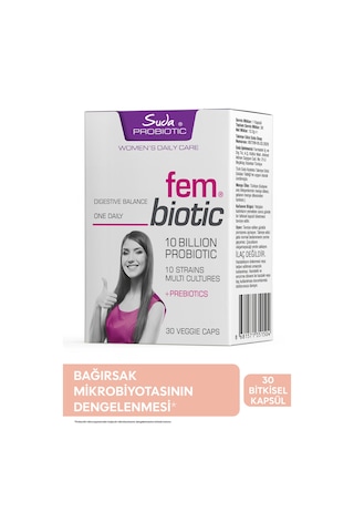 Fembiotic Kadınlara Özel Probiyotik+prebiyotik Mikroorganizma İçeren 30 Kapsül