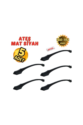5 Adet Metal Ateş Mobilya Çekmece Dolap Kulpu Mat Siyah 160-192mm Mat - Siyah