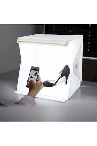 20 X 20 Cm Profesyonel Stüdyo Led Işıklı Çift Sıra Ürün Fotoğraf Çekim Çadırı Çok Renkli